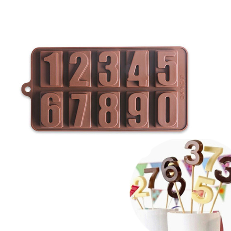 0到9阿拉伯数字巧克力模具耐高温食品级硅胶冰格果冻饼干模具批发