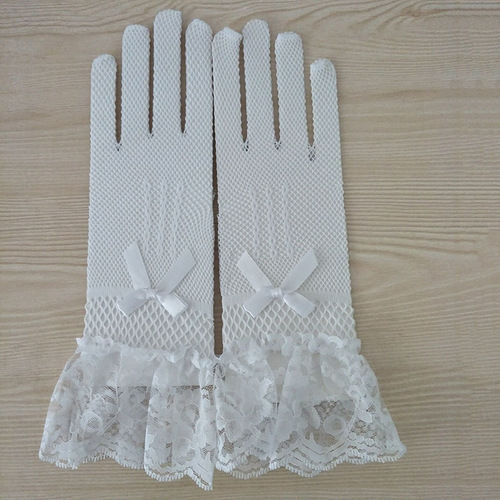 Bridal wedding dress gloves high elastic knitted mesh S58 black and white lace gloves performance costume gloves