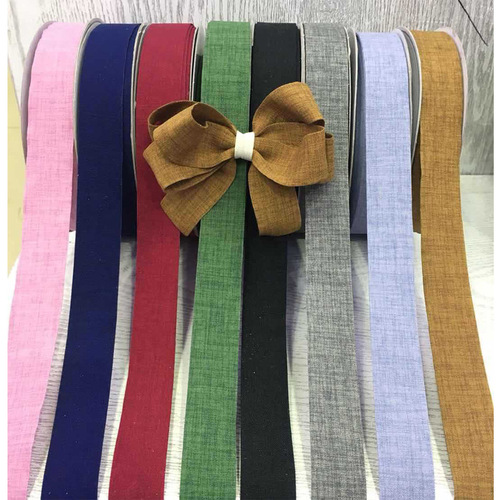Polyester cotton and linen ribbons, handmade diy hair accessories, clothing, hats, bouquets, material packaging, matte denim webbing