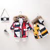 2019 new pattern Color matching Kids Boy Down Jackets Mid length version girl thickening Hair collar baby keep warm Chao Tong