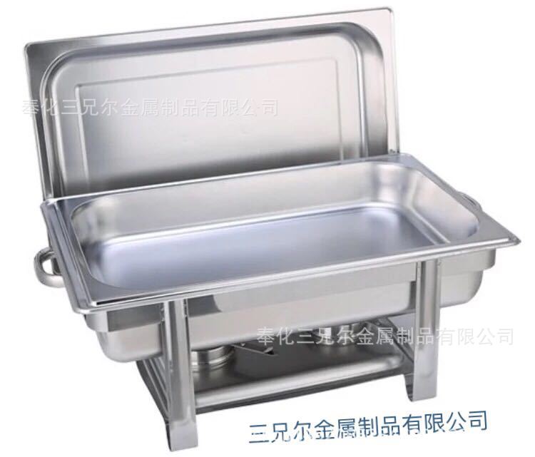 不锈钢份数盆自助餐带盖 长方形食物盆快餐车盆方盘盒子加工