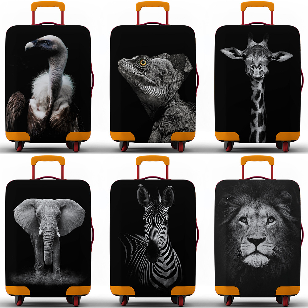 Black and white animals suitcase a dust cover Thick box sets Air layer trunk smart cover Luggage sets