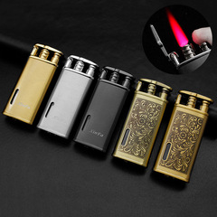 XF1101 Creative Windproof Red Flame Gas Lighter with Metal Brushed Finish, Wholesale