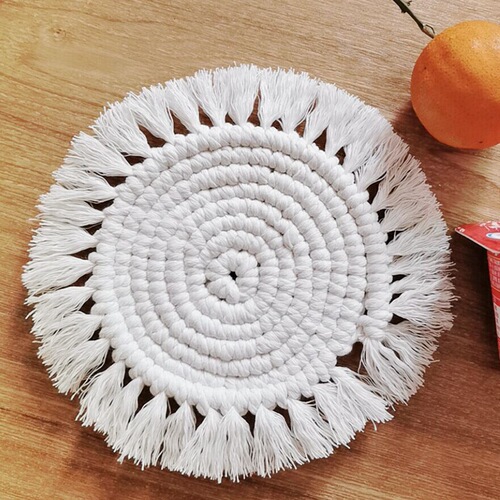Bohemian woven coaster tablecloth small dinner mat handmade DIY round coaster