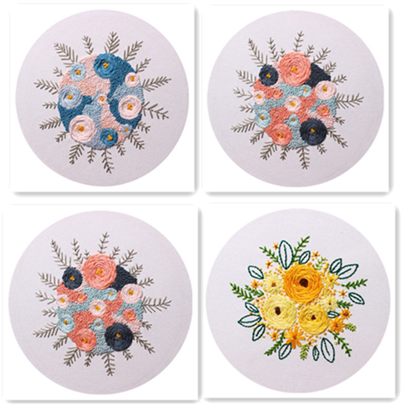 diy刺繡布藝立體繡初學新款手工婚禮捧花禮物歐繡材料包工廠定制