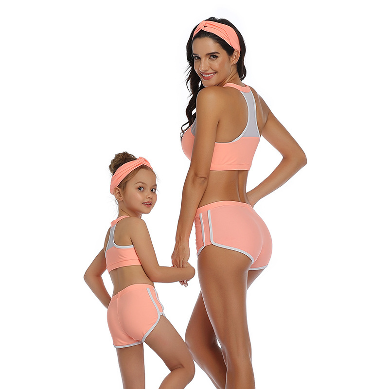 zipper print/solid color sleeveless slim parent-child two-piece swimsuits NSHYU121343