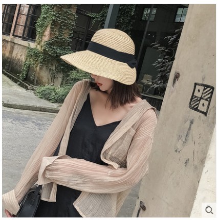 Cappello da sole donna stile hepburn a tesa larga in rafia chic_voghion.com