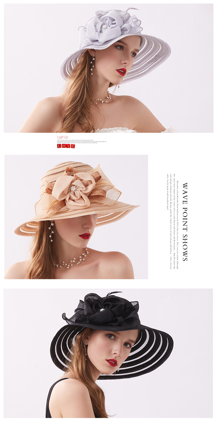 80g Weight Sun Hat Hats Type Beach Occasion Organza Material Solid Color Pattern Women's Fashion Solid Color Flowers Flat Eaves Sun Hat