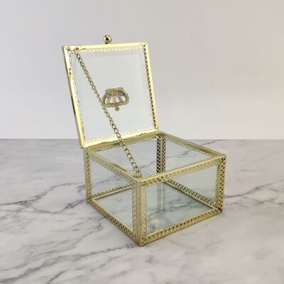 [Electroplating Special Offer]golden Jewellery Jewelry Card issuance Ear Studs Exhibition Ring jewelry Glass handicraft storage box