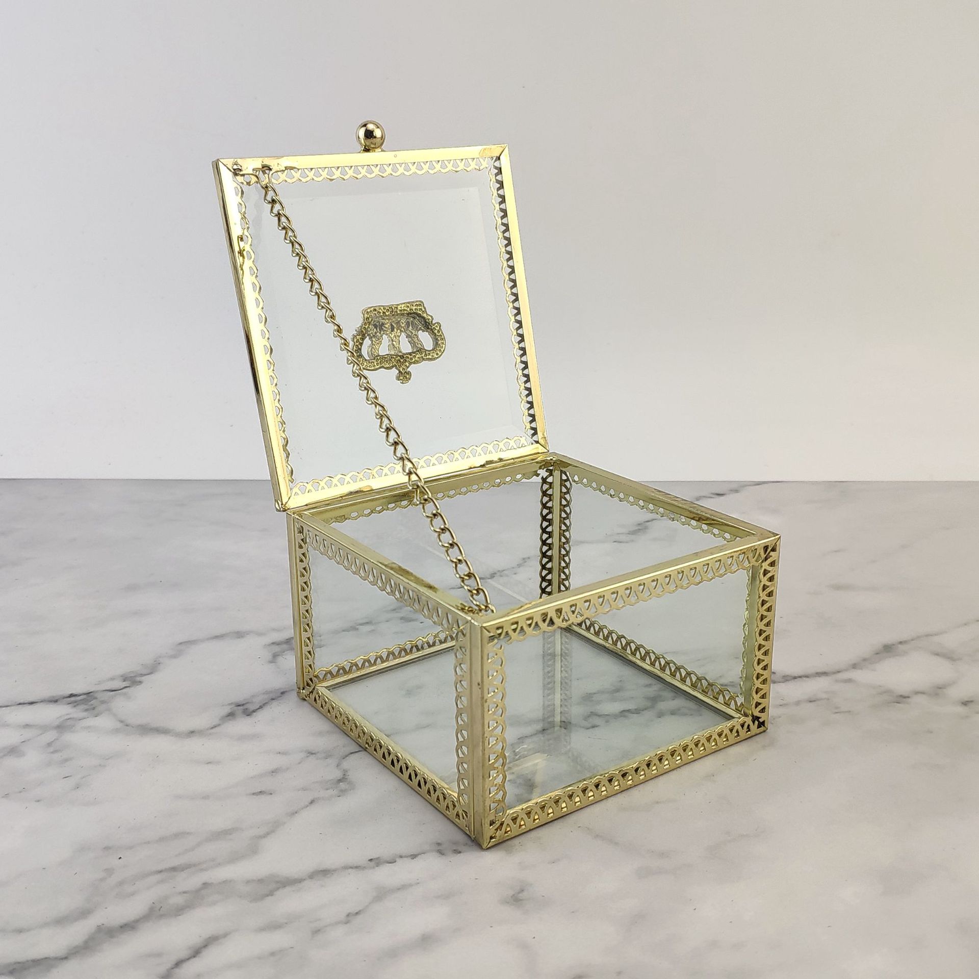 [Electroplating Special Offer]golden Jewellery Jewelry Card issuance Ear Studs Exhibition Ring jewelry Glass handicraft storage box