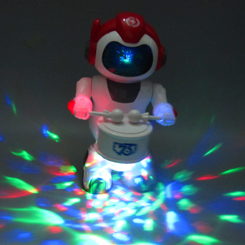 Espacio educativo de los niños baile robot eléctrico feliz pequeño tambor columpio mano luz música puesto Venta caliente Juguetes