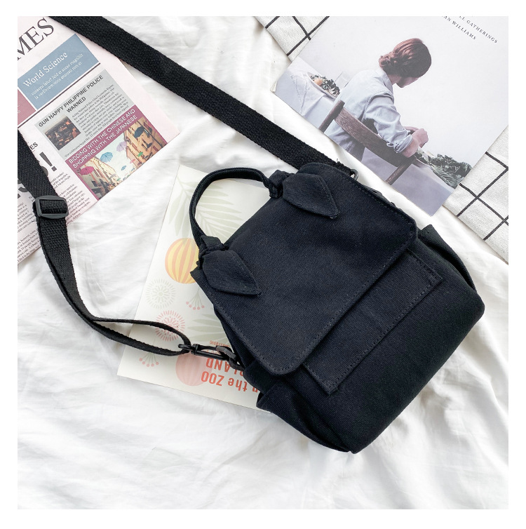 Korean New Fashion Simple And Versatile Solid Color Girl Canvas Shoulder Bag Student Bag display picture 16