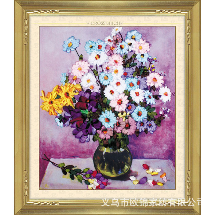 Oujin nianhua cinta bordado fábrica color directo impresión colgante pintura elegante fresco sala de estar entrada pintura decorativa