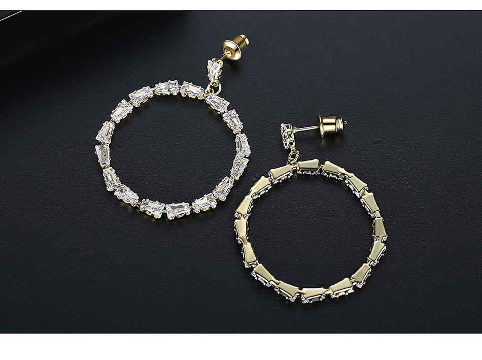 Simple Round Korean Temperament Female Models Copper Earrings With Zirconium Earrings Banquet Earrings display picture 5