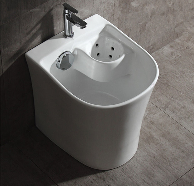 厂家直销白色半圆陶瓷家用墩布池阳台拖布池卫生间拖把盆提供贴牌|ru