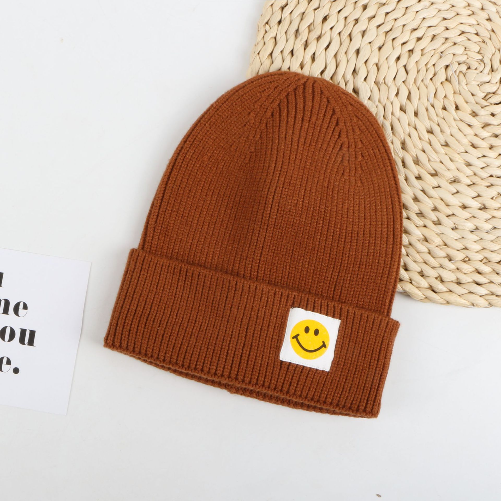 Parent-Child Smiley Face Knitted Hat NSTQ34756