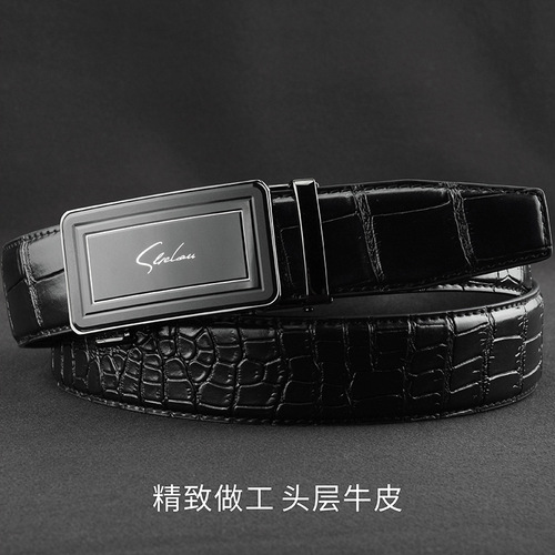 High-end men's crocodile leather belt business genuine leather personalized crocodile leather automatic buckle belt men's high-end pants belt