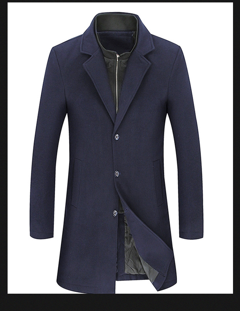 2019毛呢大衣两件套-加大码秋冬大衣-男士大衣-英伦风长款