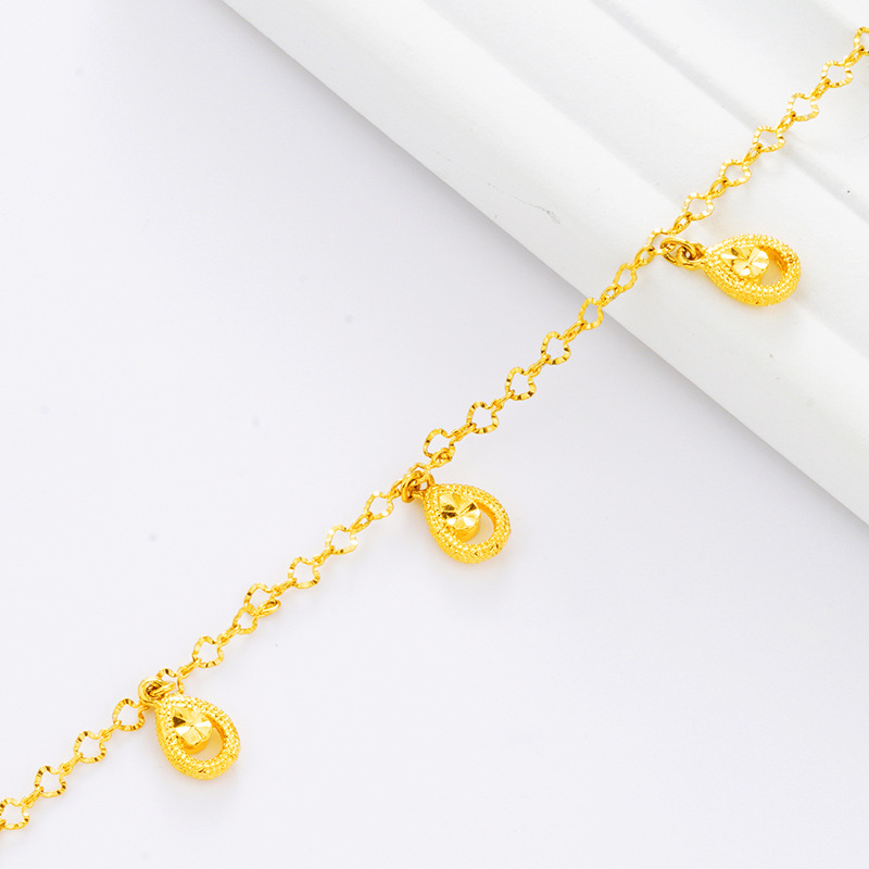 Cruz-frontera nueva pulsera de oro de Vietnam de las mujeres de moda gota de agua colgante tobillera de cobre 24K chapado en oro de la joyería
