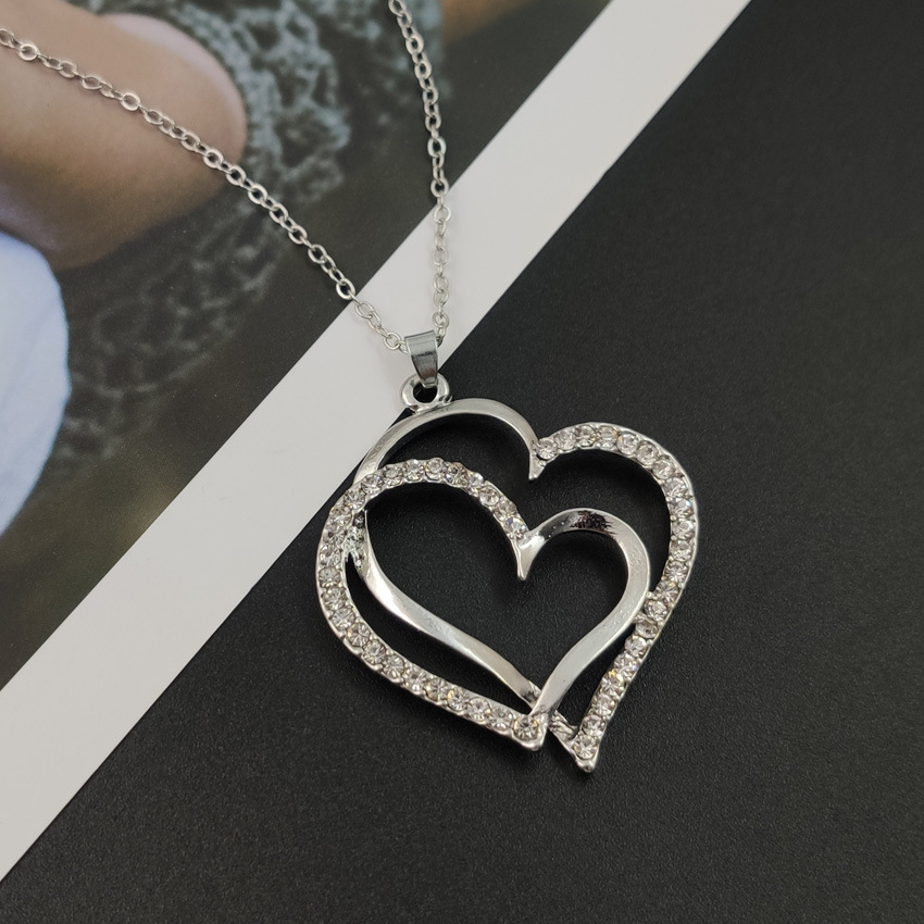 Double Layer Alloy Necklace With Full Diamond Crystal Detailing_voghion.com