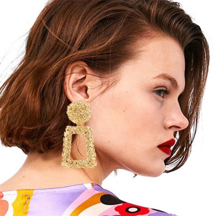 Cross border Occident fashion Geometry Metal originality Earrings personality originality Explosive money Earrings Jewelry On behalf of