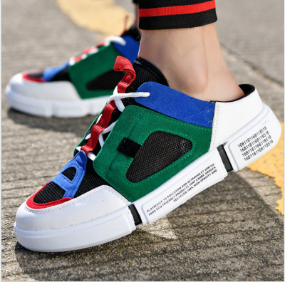 批发夏季透气网布鞋百搭个性韩版潮流学生鞋半拖套脚懒人休闲鞋