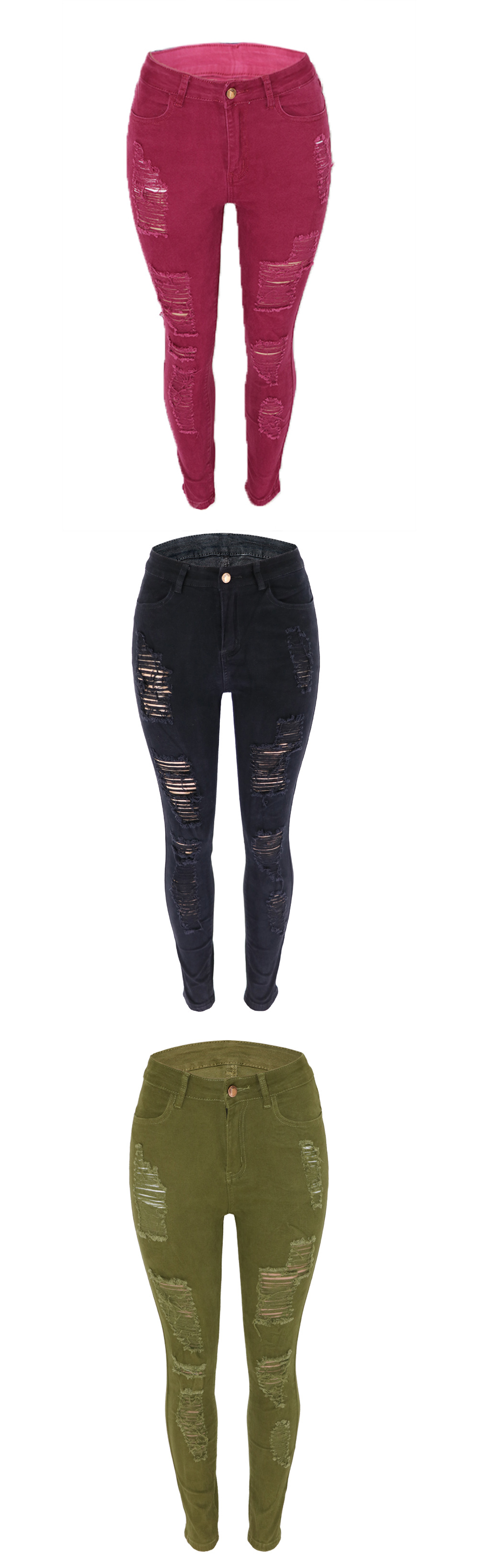 Dames jeans denim multicolour met distressed details_voghion.com