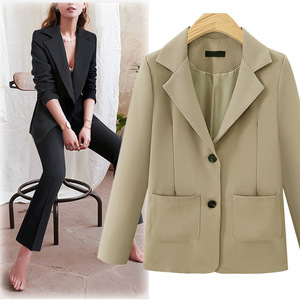 European and American cardigan jacket loose simple casual long sleeve Blazer