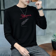 新款韩版男式卫衣T恤 印花套头长袖青春流行圆领日常卫衣一件代发