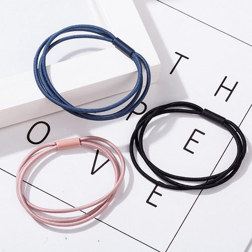Korean three-in-one hair rope, small fresh hair rope, high elastic rubber band, adult simple ponytail hair accessory