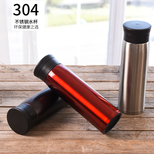 Double-layer vacuum insulated tea cup for men and women, stainless steel water cup, business office punk cup, logo gift cup