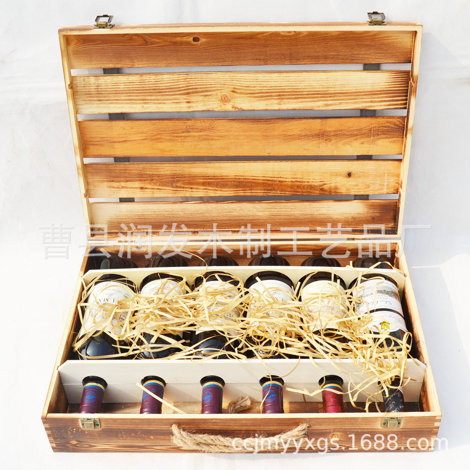 Six red wine Wooden box Hollow Wine Wooden box red wine packing Wooden box Wooden case