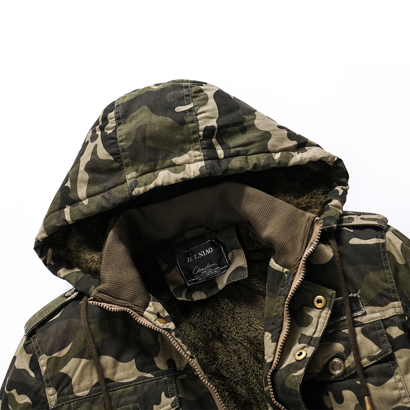 Invierno Nuevo ins moda chaqueta con capucha camuflaje de los hombres de algodón acolchado abrigo espesado cálido de algodón acolchado abrigo de los hombres de Amazon al por mayor