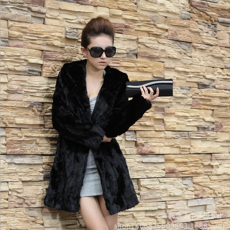 2020 New Style Faux Fur Midi Large Size Women's Clothing Faux Rabbit Fur Top Slim Fit Fur Coat 6109