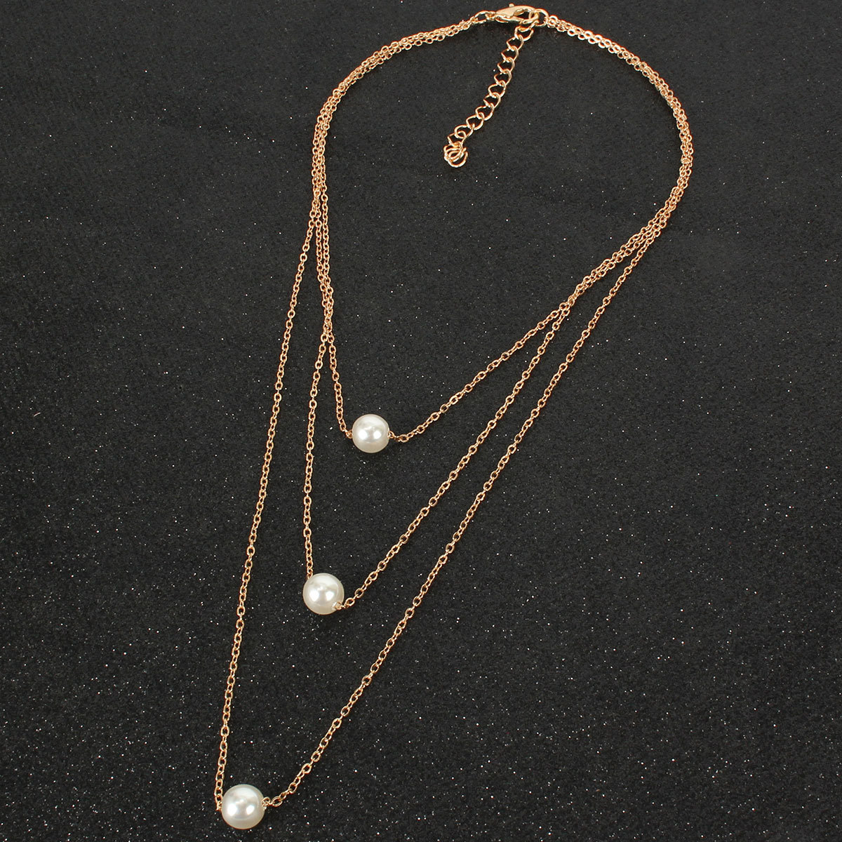 Necklace Retro Simple Beaded Three-layer Single Imitation Pearl Necklace Wholesale display picture 2