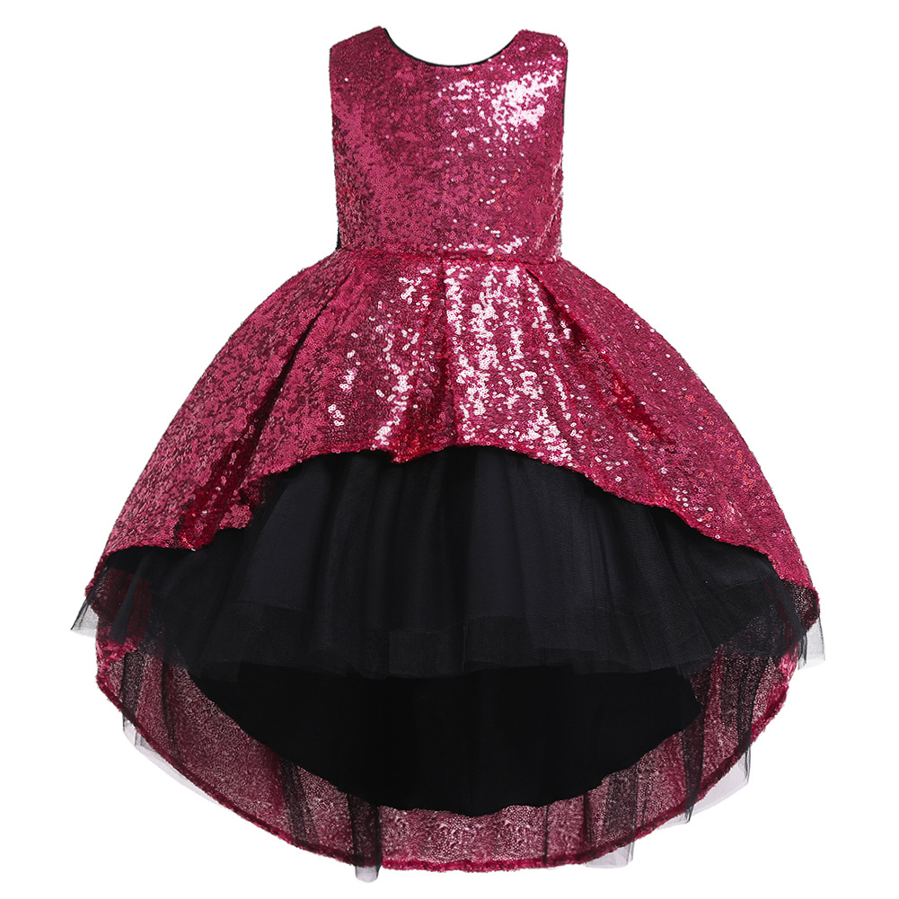 As Heißer Stil Mädchen Pailletten Kleid Kinder Schlepp Schwanz Flauschiges Prinzessin Kleid Mädchen Hochzeit Blumen Kinder Kleid display picture 15