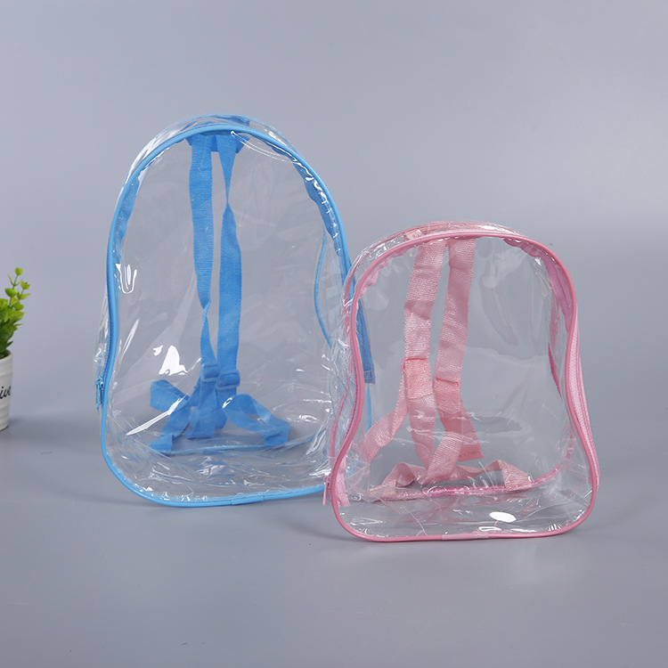 厂家生产PVC玩具包装袋透明双肩背包儿童积木玩具手提包装塑料袋