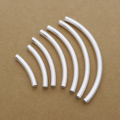 S925 silver accessories sterling silver plain silver accessories DIY silver jewelry smooth elbow small silver tube bracelet beading material