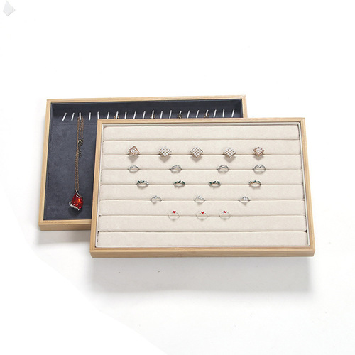 Display and Storage Box for Bamboo and Wood Jewelry, Including Rings, Necklaces, Pendants, Bracelets, Earrings, and Accessories Showcases