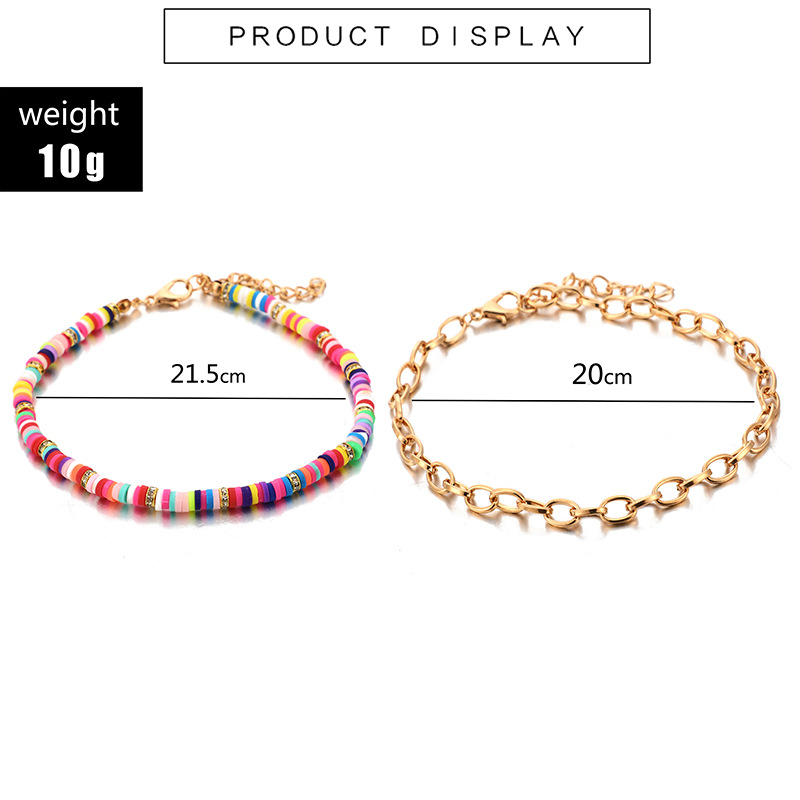 Fashion Alloy Artificial Gemstone Color Round Anklet Set Combination display picture 1