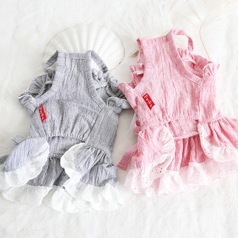 小兔花边领吊带裙