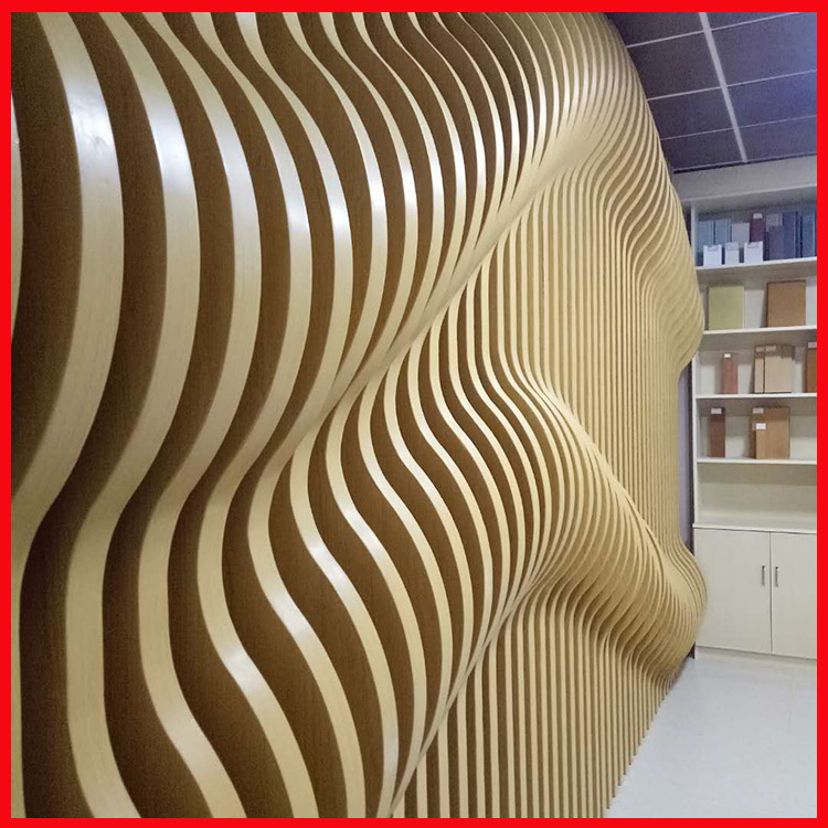 厂家定制背景墙弧形铝方通热转印波浪铝板2.5mm幕墙金属造型铝板