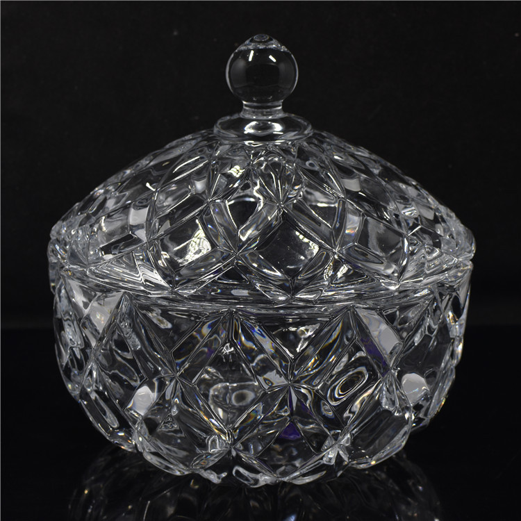 DELISOGA新款晶制玻璃糖缸糖果罐酱料碗储物罐带玻璃盖糖果盅