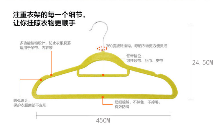 工厂直供植绒防滑衣架服装店整理无痕收纳家用衣挂魔术衣服架详情4