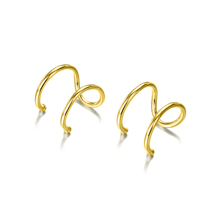 Stainless Steel Double-layer Unisex Simple Fashion Gold-plated Non-pierced Earrings display picture 5