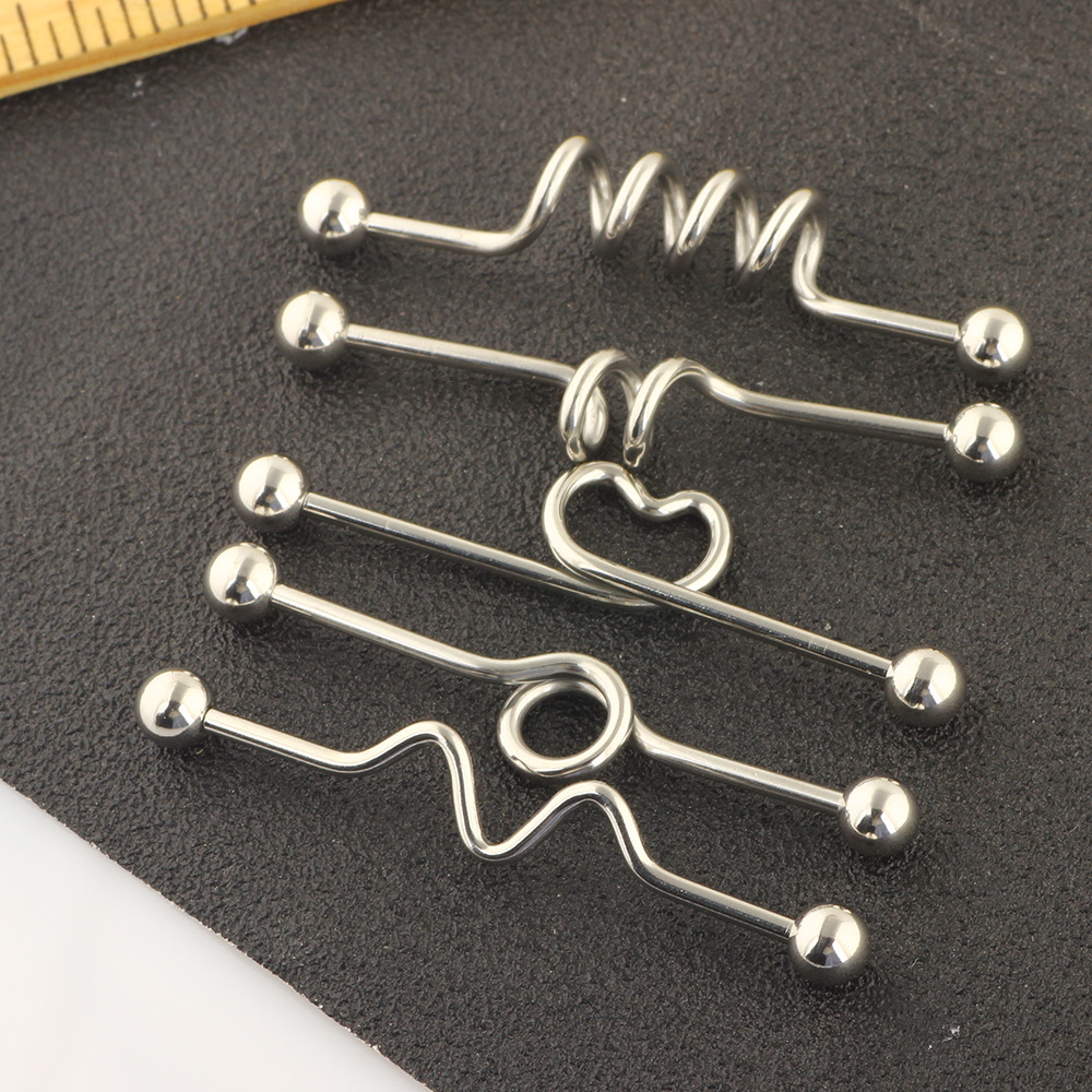 5-Piece Industrial Earring Set Long Rod Piercing Earrings Stainless Steel Ear Cartilage Jewelry Set detail image 14
