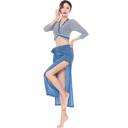 Honghua Belly Dance Mesh Practice Costume Summer Sexy Oriental Dance Costume Suit Performance Costume Long Skirt