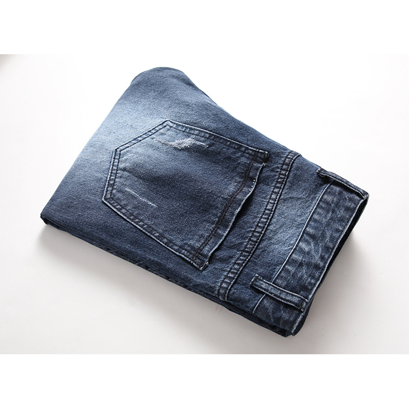 Nuovi jeans strappati da uomo, jeans larghi e dritti alla moda e casual_voghion.com