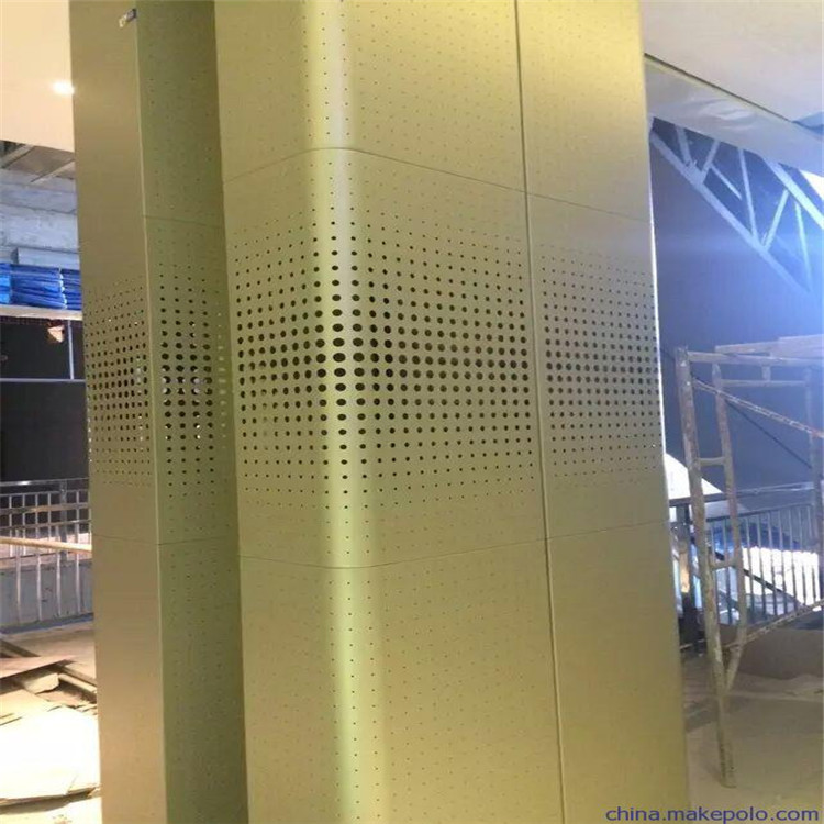 香槟金艺术冲孔商场方形圆形罗马柱包柱尺寸颜色任意霸辉厂家直供