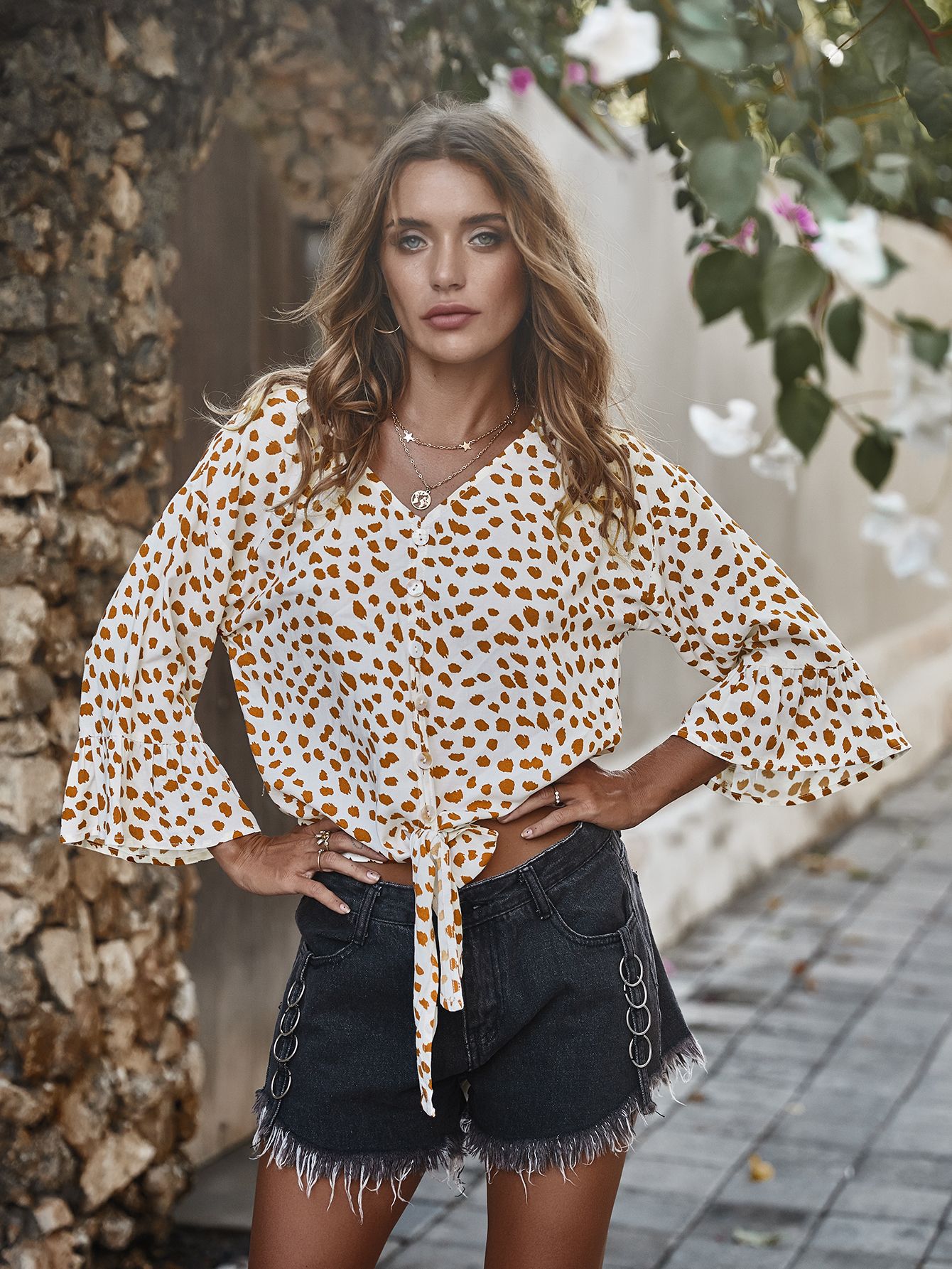 blusa de lunares de moda NSDY34859